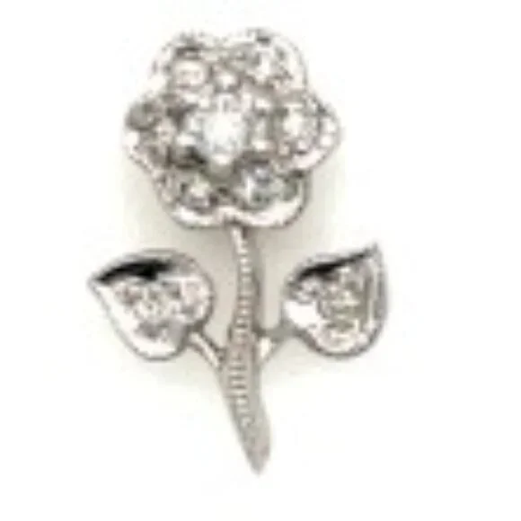 14k White Gold Diamond Perfect Flower Sparkling Summer Earrings